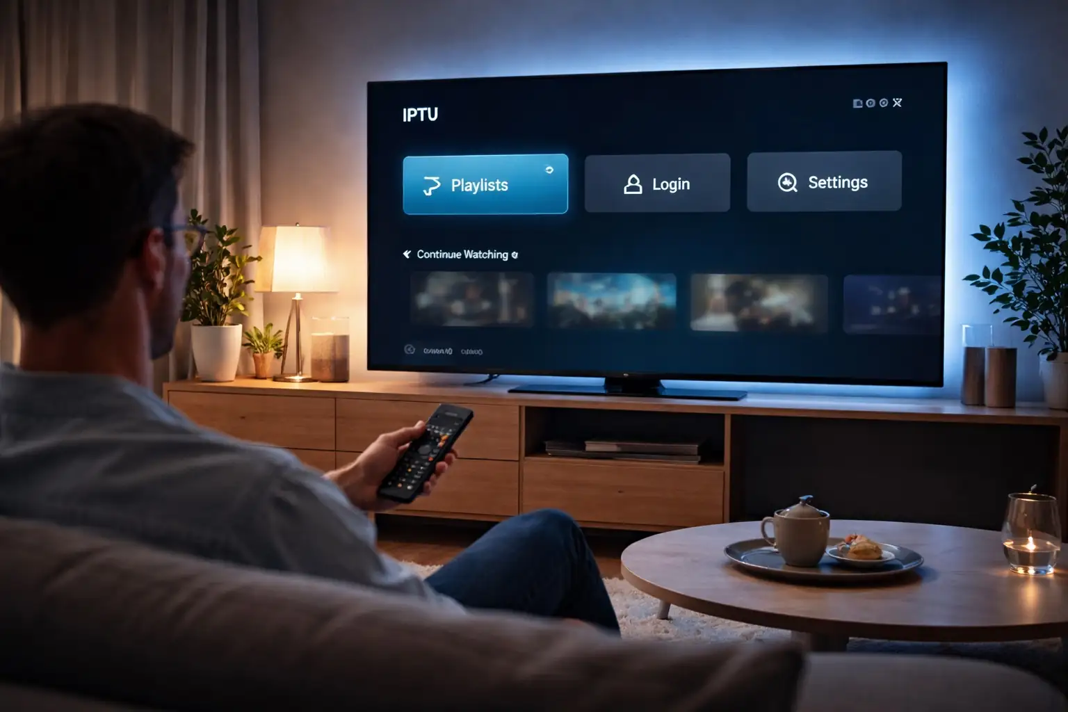 iptv tilaus Suomessa – IPTV sovelluksen käyttö smart TV:llä olohuoneessa vuonna 2026