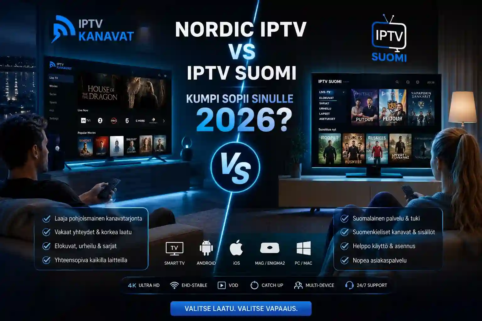 nordic iptv vs iptv suomi – kahden IPTV-vaihtoehdon vertailu suomalaisessa olohuoneessa